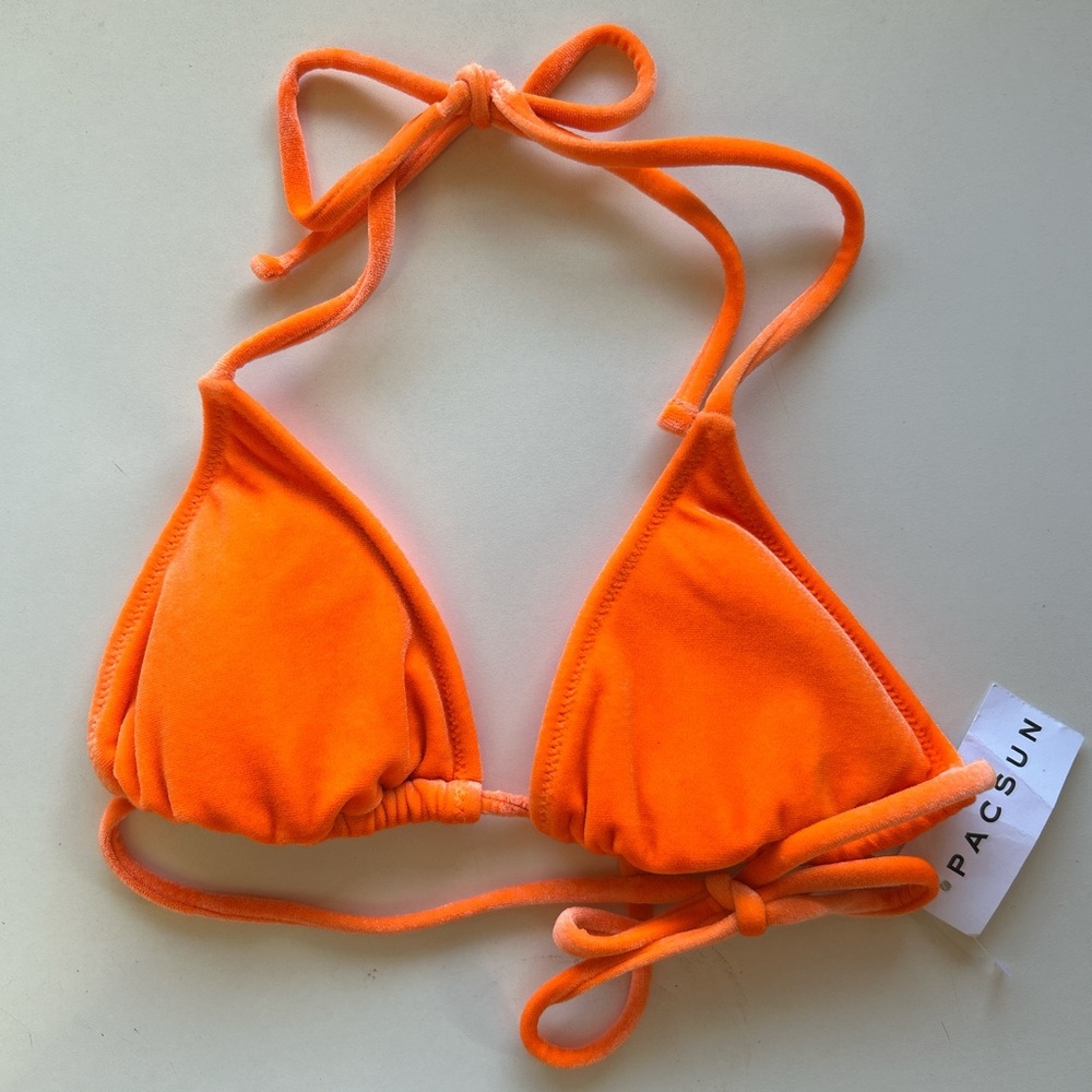 Pacsun Kendall&Kylie‎ Orange Velvet Triangle Bikini Top